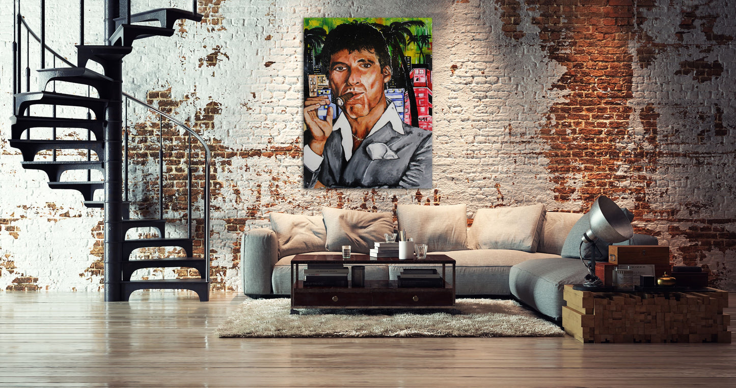 Original Scarface Painting: "Miami Montana" - PREMIUM FATURE