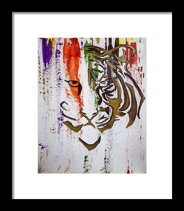 Fierce Eyed Abstract Tiger - Framed Print - PREMIUM FATURE
