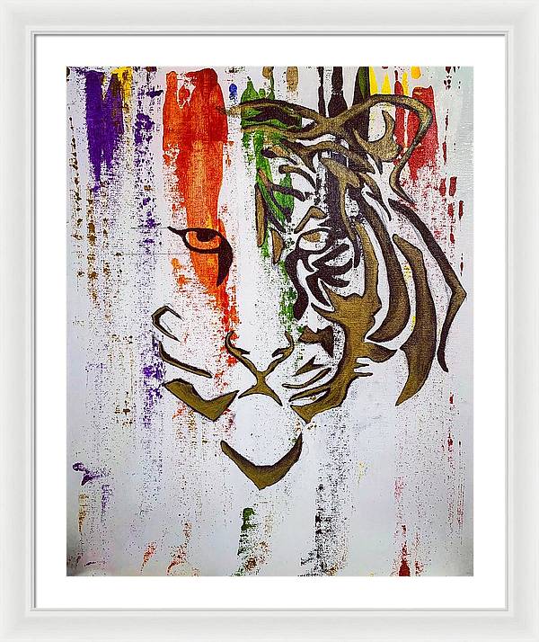 Fierce Eyed Abstract Tiger - Framed Print - PREMIUM FATURE