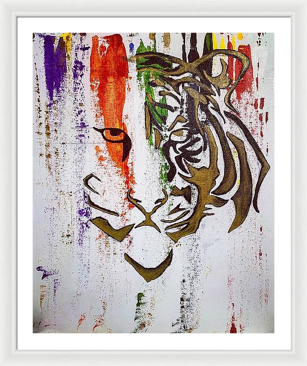 Fierce Eyed Abstract Tiger - Framed Print - PREMIUM FATURE