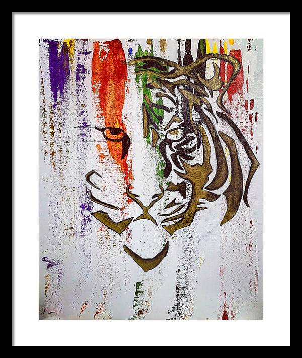Fierce Eyed Abstract Tiger - Framed Print - PREMIUM FATURE