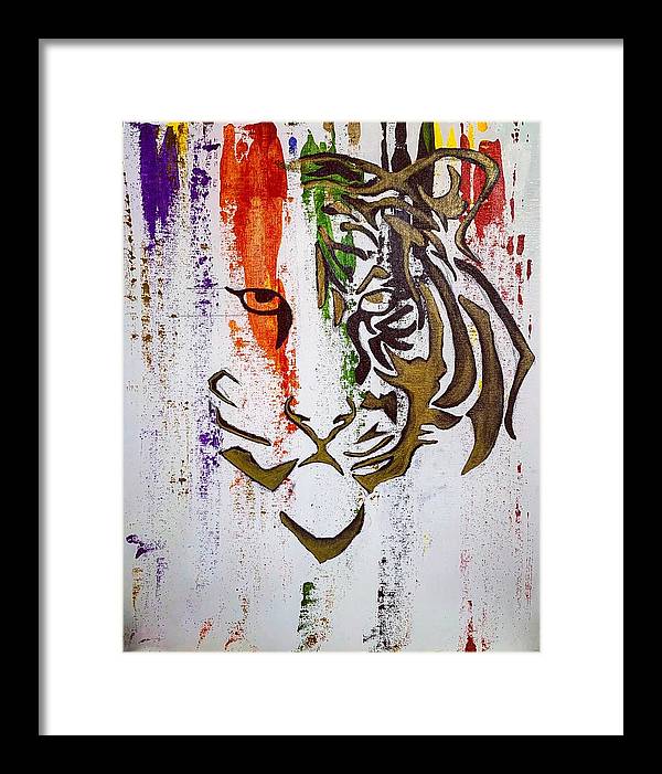 Fierce Eyed Abstract Tiger - Framed Print - PREMIUM FATURE