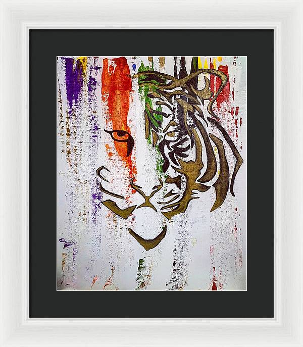 Fierce Eyed Abstract Tiger - Framed Print - PREMIUM FATURE