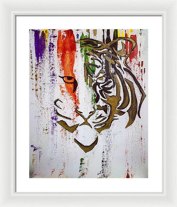 Fierce Eyed Abstract Tiger - Framed Print - PREMIUM FATURE