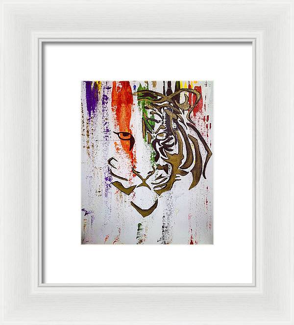 Fierce Eyed Abstract Tiger - Framed Print - PREMIUM FATURE