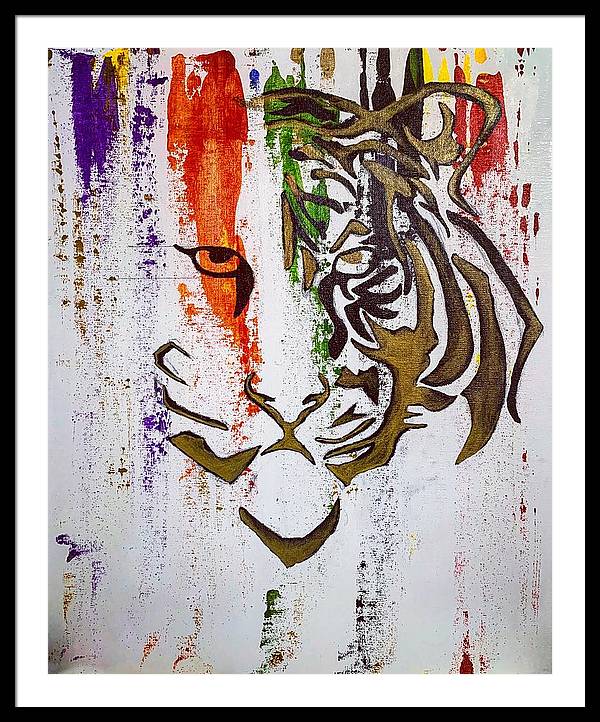 Fierce Eyed Abstract Tiger - Framed Print - PREMIUM FATURE