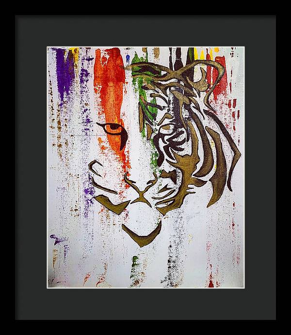 Fierce Eyed Abstract Tiger - Framed Print - PREMIUM FATURE