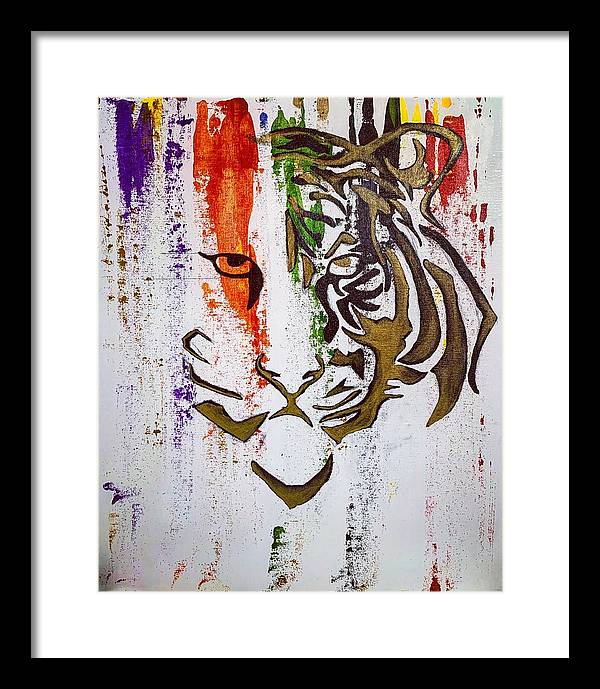 Fierce Eyed Abstract Tiger - Framed Print - PREMIUM FATURE