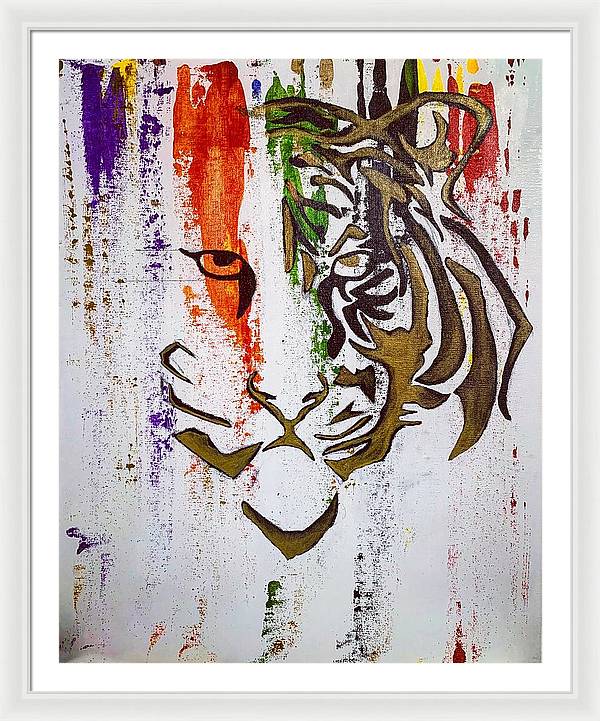 Fierce Eyed Abstract Tiger - Framed Print - PREMIUM FATURE