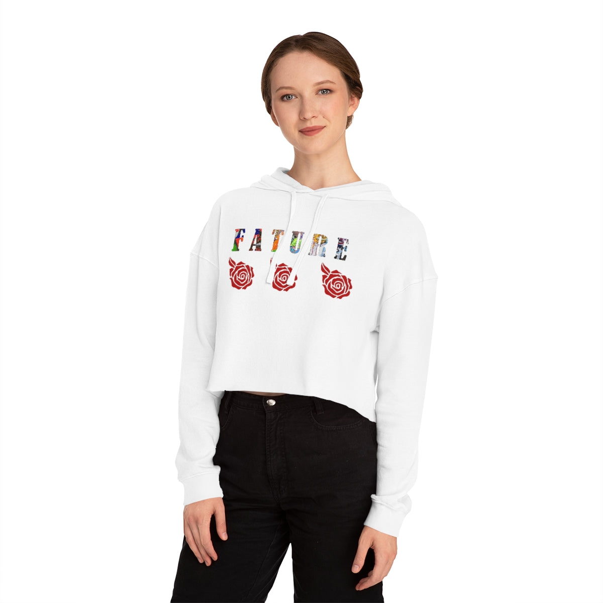 Women’s "Original Fature"  Cropped Hooded Sweatshirt -Red/White - PREMIUM FATURE