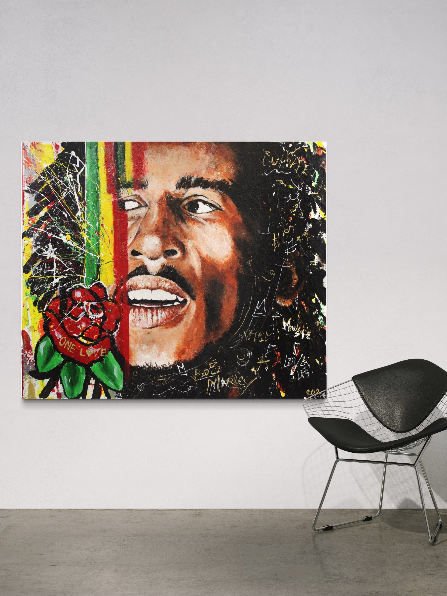 Original Bob Marley Painting: "Won Luv" - PREMIUM FATURE