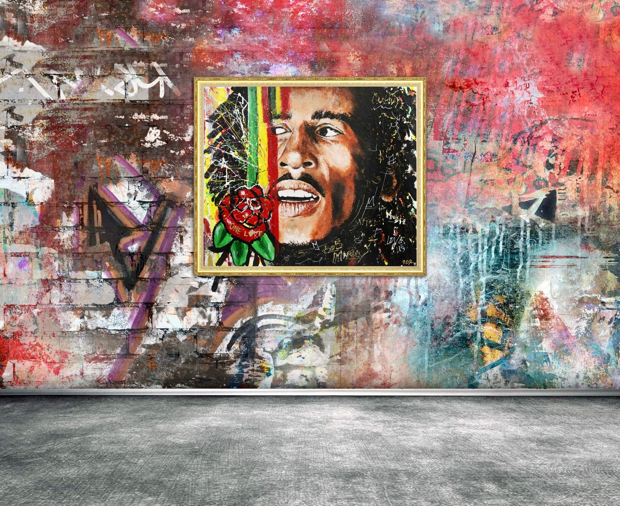 Original Bob Marley Painting: "Won Luv" - PREMIUM FATURE