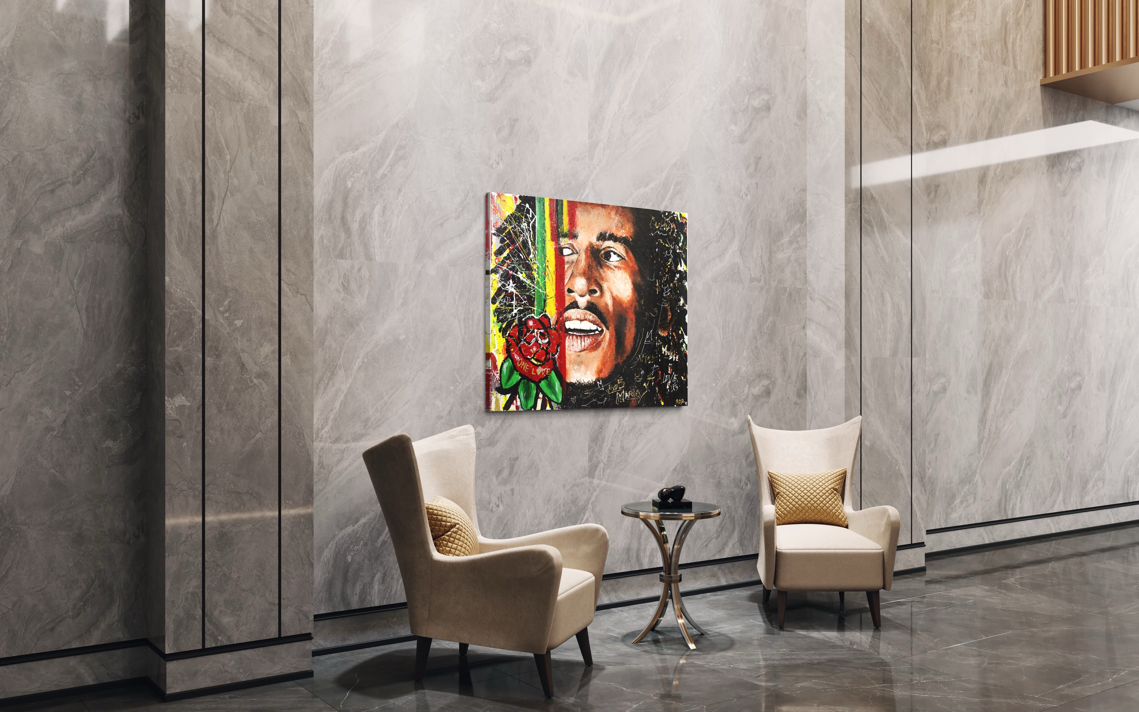 Original Bob Marley Painting: "Won Luv" - PREMIUM FATURE