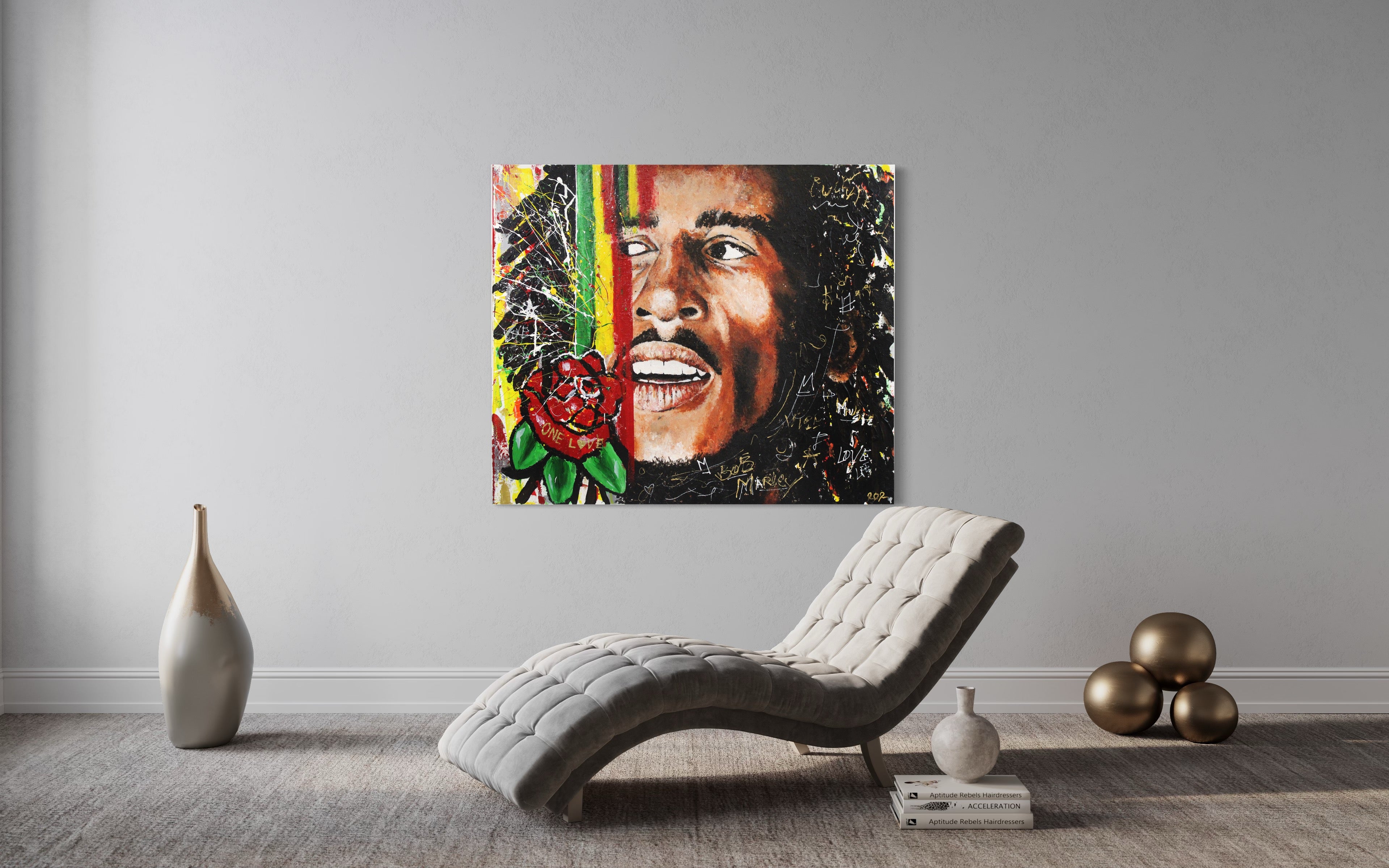 Original Bob Marley Painting: "Won Luv" - PREMIUM FATURE