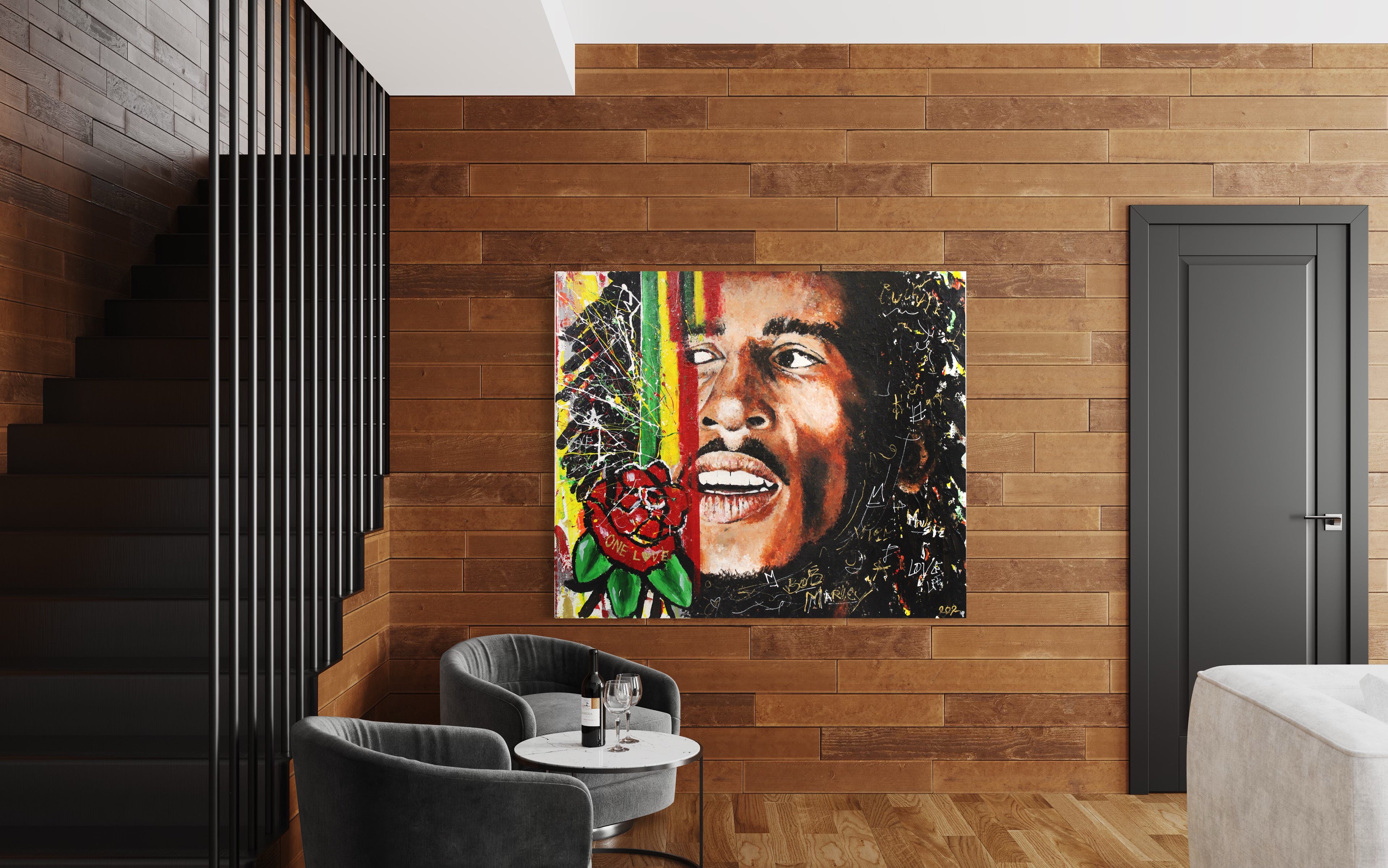 Original Bob Marley Painting: "Won Luv" - PREMIUM FATURE