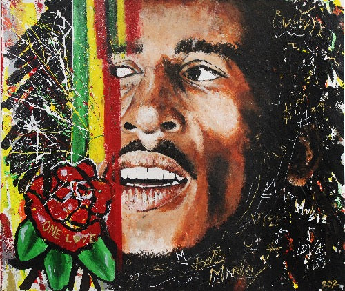 Original Bob Marley Painting: "Won Luv" - PREMIUM FATURE