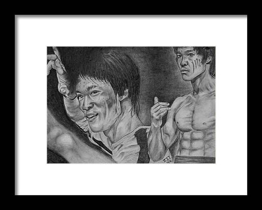 Bruce Lee Pencil - Charcoal - Framed Print - PREMIUM FATURE