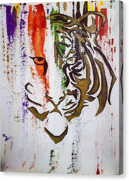Fierce Eyed Abstract Tiger  - Canvas Print - PREMIUM FATURE