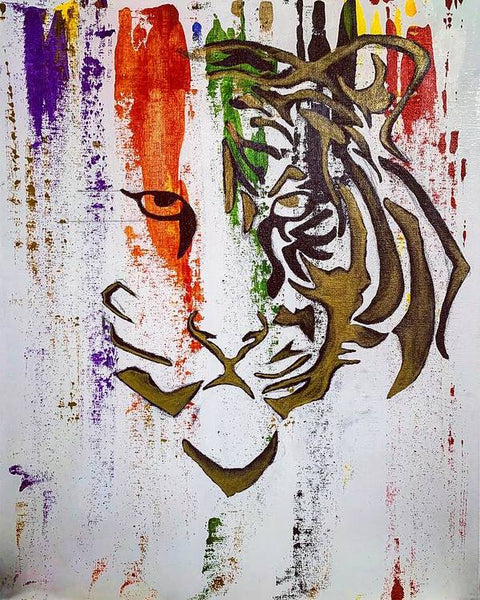 Fierce Eyed Abstract Tiger  - Unframed Art Print - PREMIUM FATURE