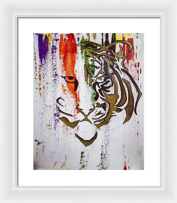 Fierce Eyed Abstract Tiger  - Framed Print - PREMIUM FATURE