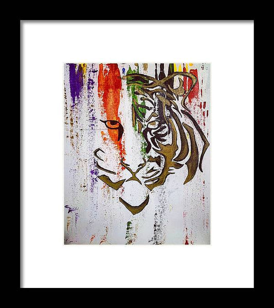 Fierce Eyed Abstract Tiger  - Framed Print - PREMIUM FATURE