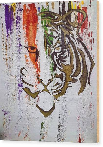 Fierce Eyed Abstract Tiger  - Wood Print - PREMIUM FATURE