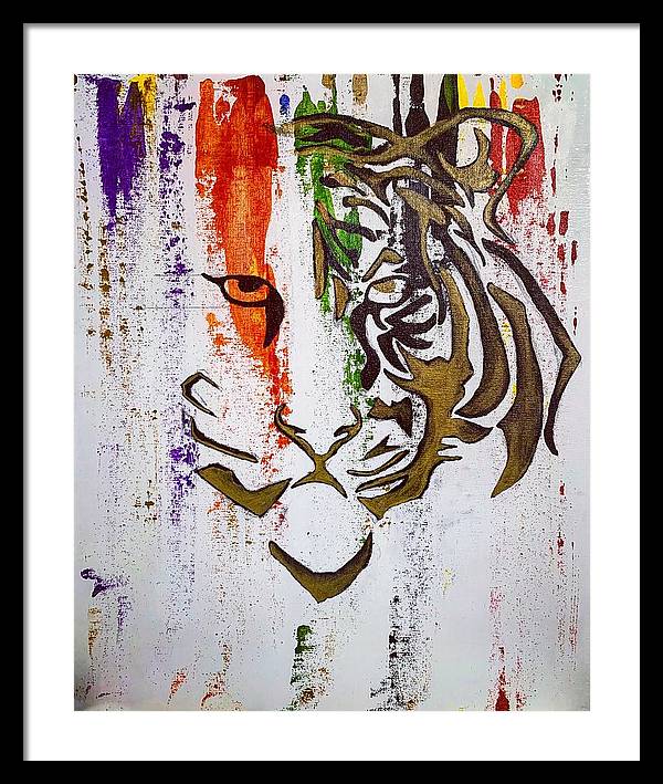 Fierce Eyed Abstract Tiger  - Framed Print - PREMIUM FATURE