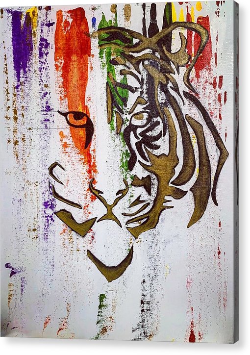 Fierce Eyed Abstract Tiger  - Acrylic Print - PREMIUM FATURE